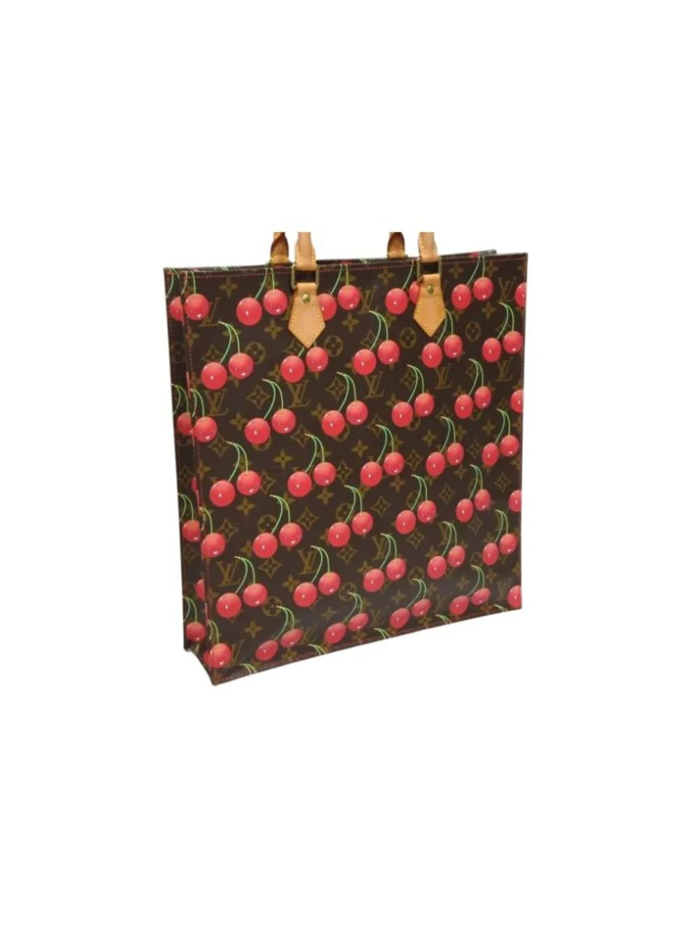 Louis Vuitton Tote Bag Takashi Murakami Sac Plat Monogram Cherry Brown